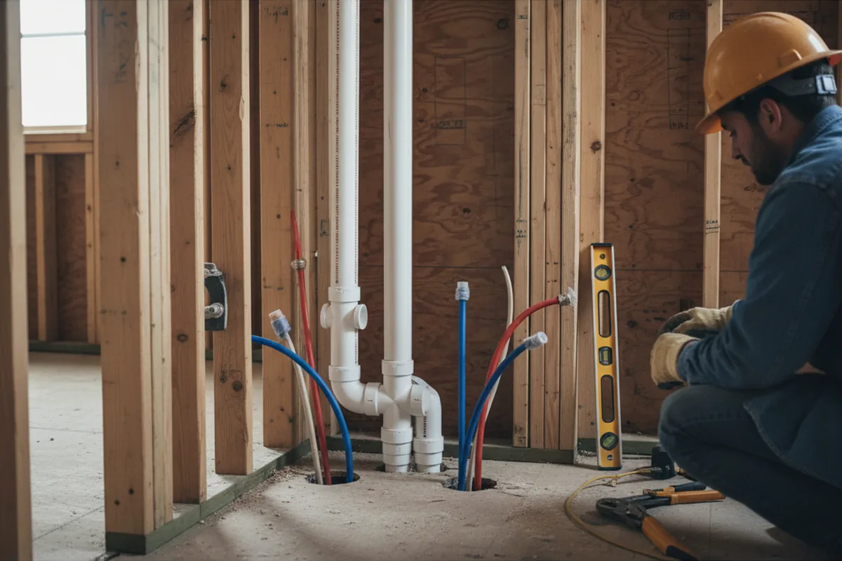 Drain and supply rough-in during Drain Cleaning in Gaithersburg